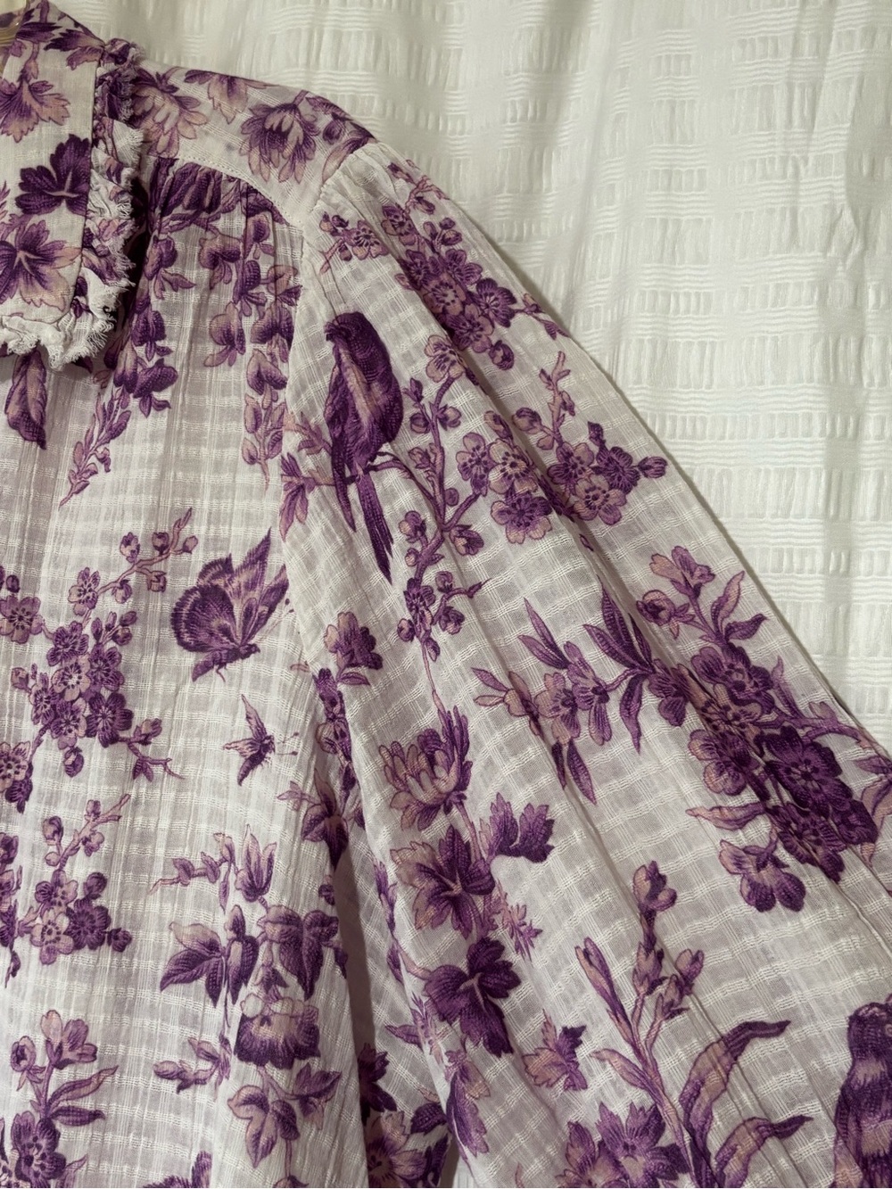 Sundance Lavender Purple & White Floral Gauzy Cotton Top, size XXL - Picture 4 of 13